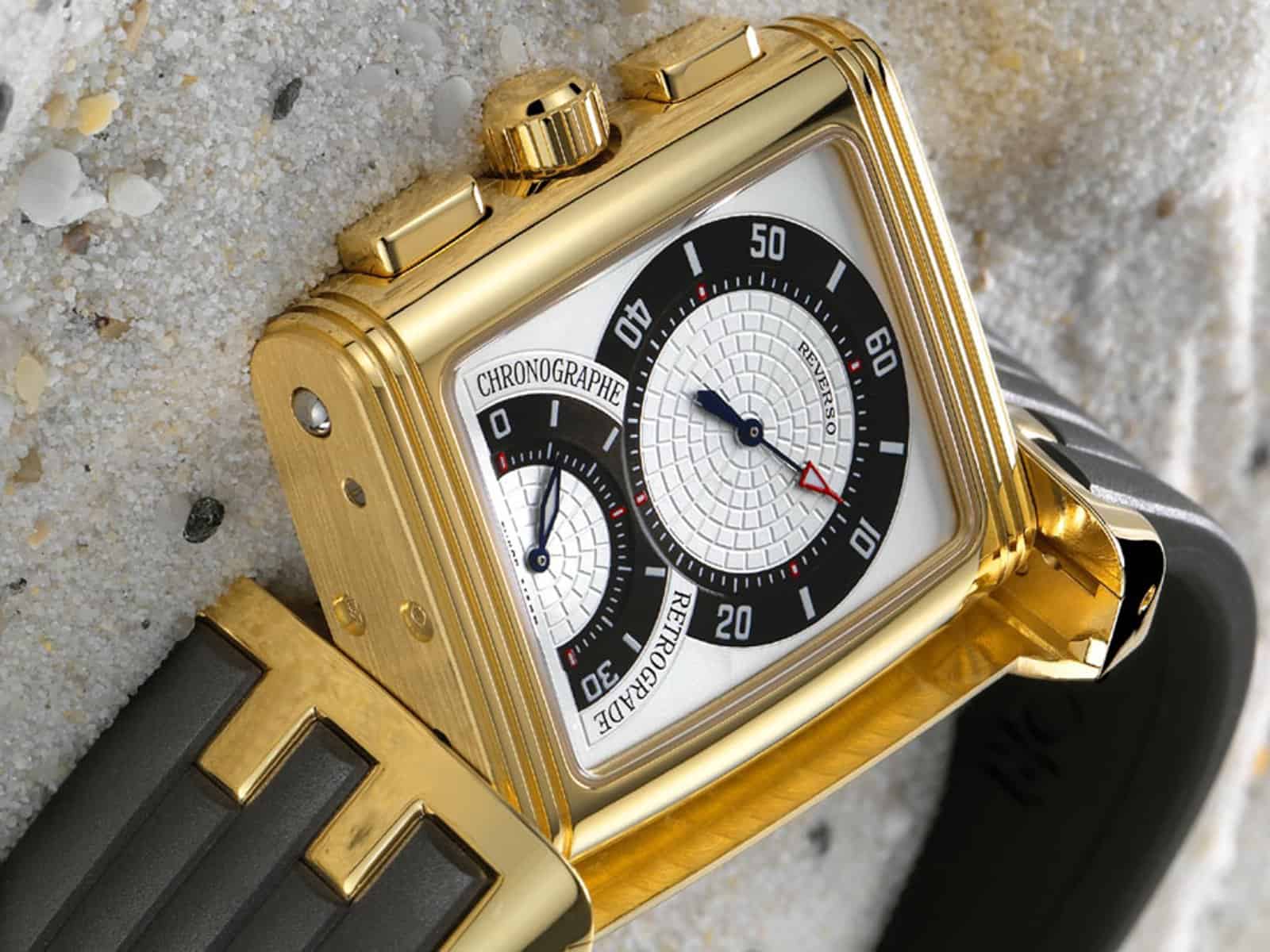 Jaeger-LeCoultre Reverso Gran'Sport Chronograph  in Gold mit Kautschukband
