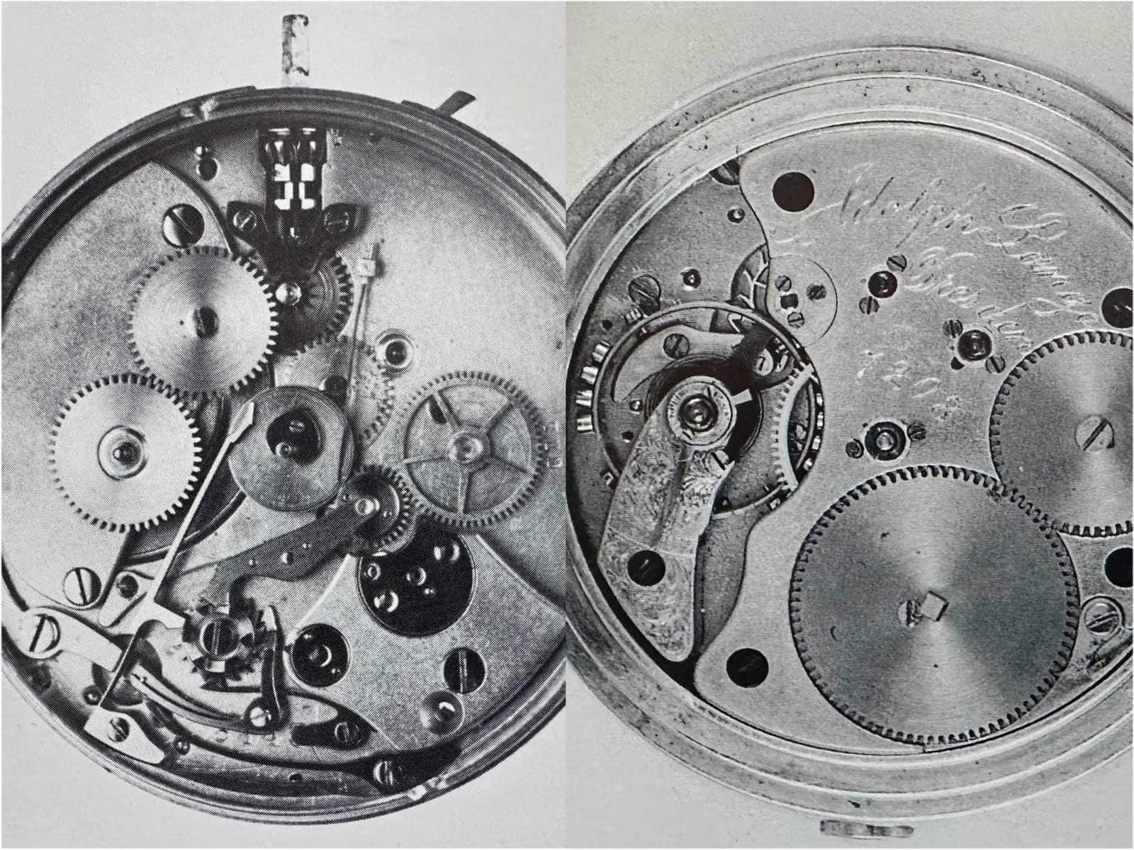 A. Lange Dresden Chronograph 1870 unter Zifferblatt und Werk (Auktionen Fr. Crott)