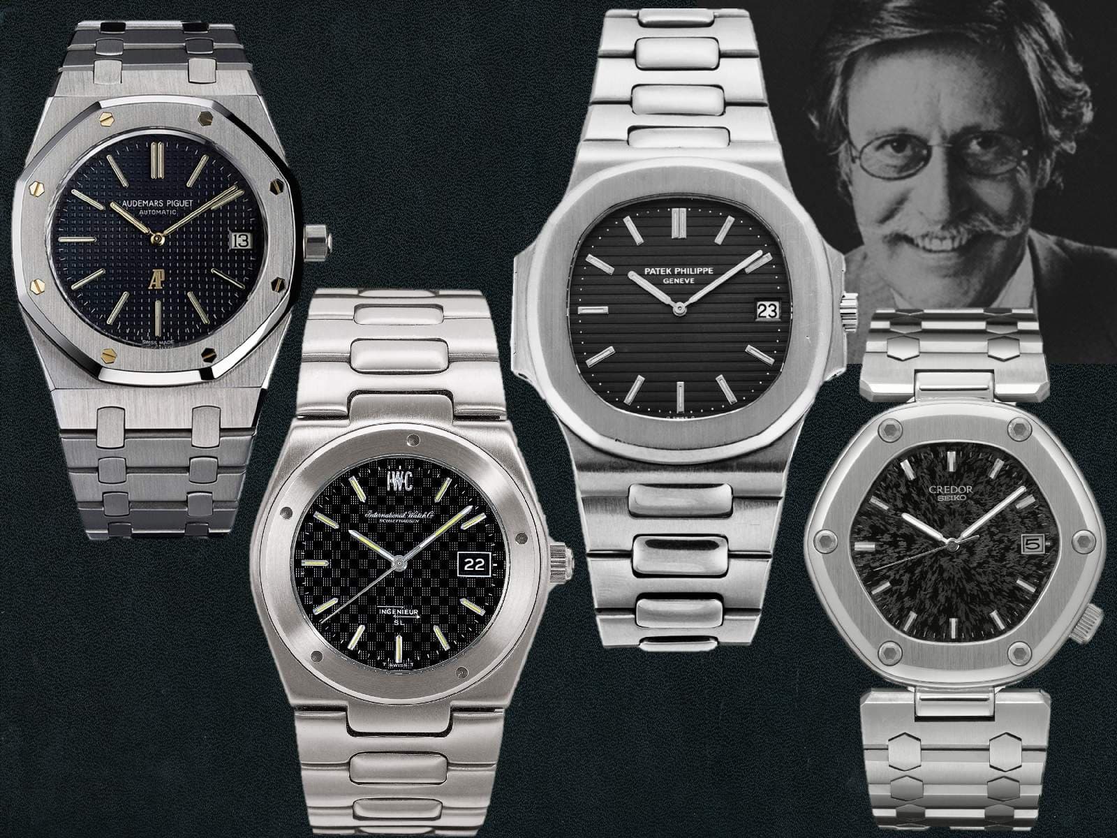 Kreiert von Gerald Genta: Audemars Piguet Royal Oak, IWC Ingenieur SL, Patek Philippe Nautilus und Credor Locomotive 