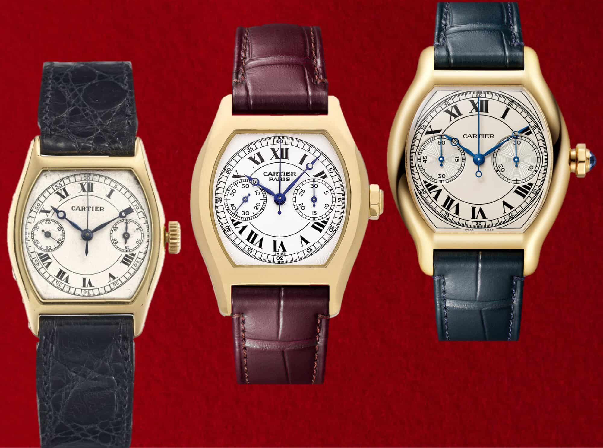 Drei Generationen des Cartier Tortue Chronographen: 1928, 1998 und 2024