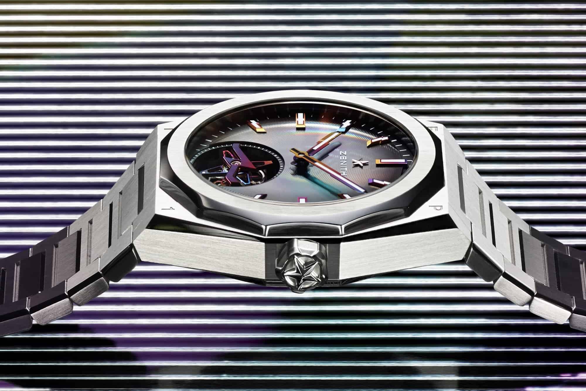 Seitansicht der Zenith Defy Skyline Tourbillon X Felipe Pantone