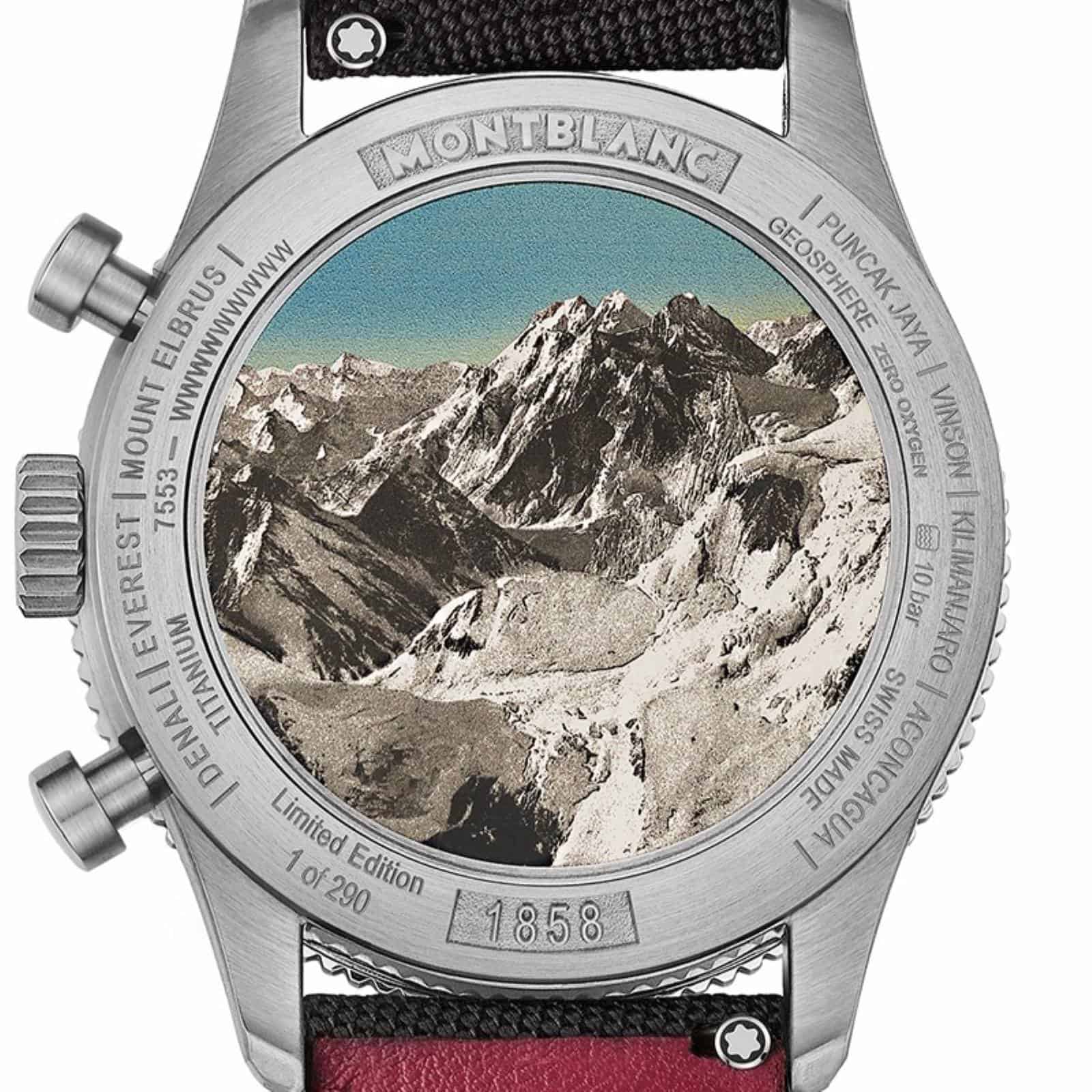 Gehäuseboden Montblanc 1858 mit den Seven Summits