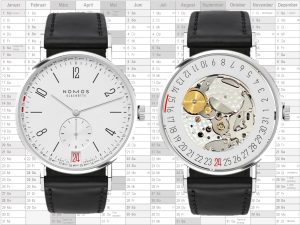 Nomos Tangente 2date - simulierte Unterzifferblattansicht