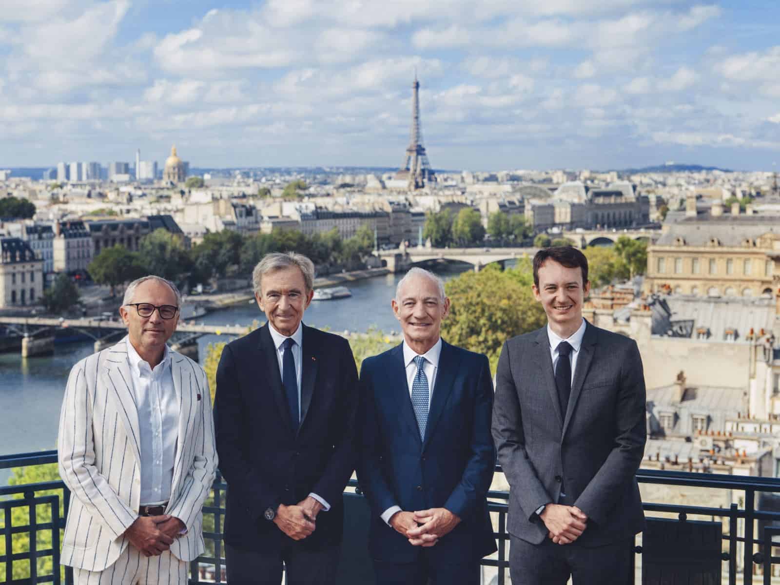 Paris mit Stefano Domenicali, President and CEO of Formula 1, Bernard Arnault, Chairman and CEO, LVMH, Frederic Arnault LVMH Watches